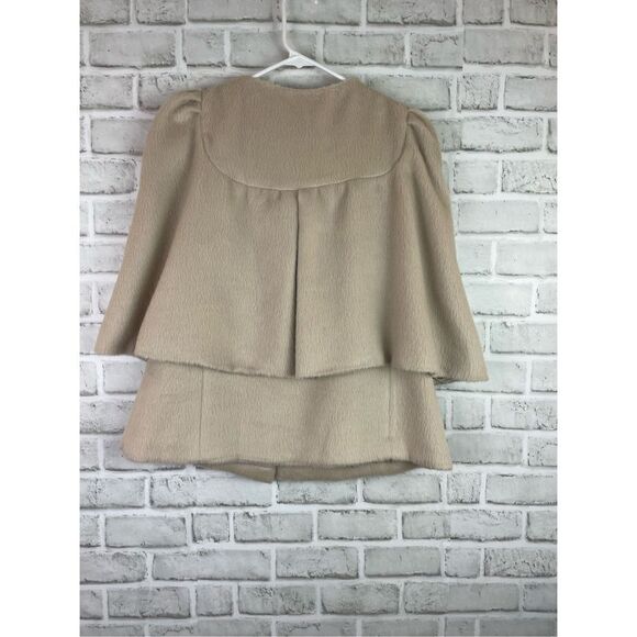 Ryu Ivory Wool Blend Cape Coat w/ Oversized Bow Women’s Small Elegant Winter - Picture 3 of 9